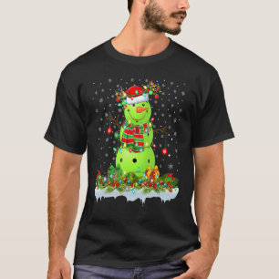 Pickleball Xmas Lighting Funny Snowman Pickleball T-Shirt