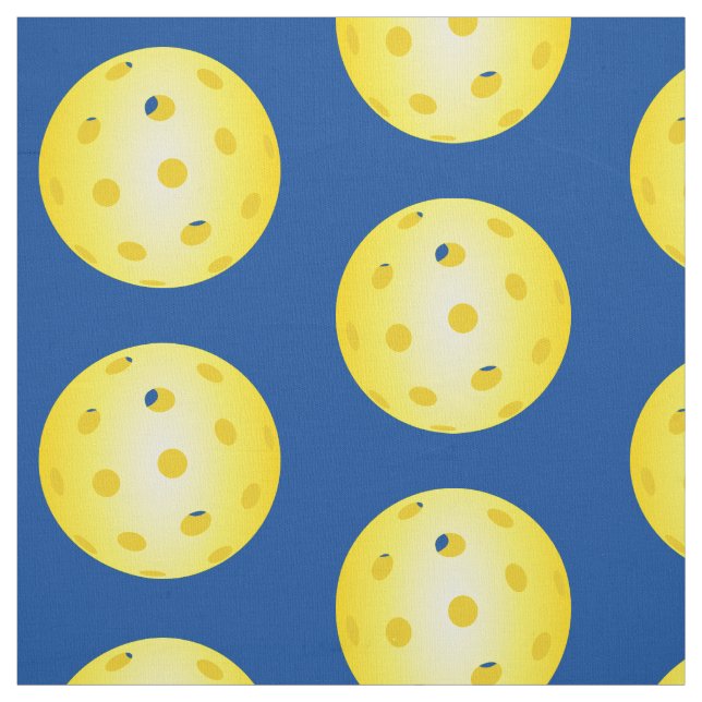 Pickleball Yellow Ball Pattern on Blue Fabric (Swatch)