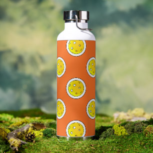 Pickleball Yellow Pickleballs Polka Dots Orange Water Bottle