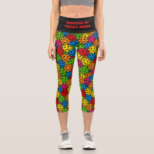 Pickleball Yoga Warrior Up Smack Down Capri Leggings