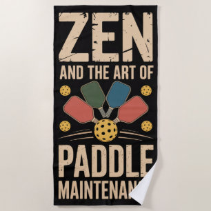 Pickleball Zen Paddle Maintenance Graphic Beach Towel