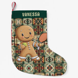 Pickleball🎄Gingerbread Paddle Power Small Christmas Stocking