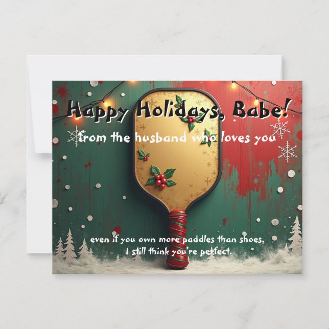 Pickleball🎅Paddles Before Presents Holiday Card (Front)