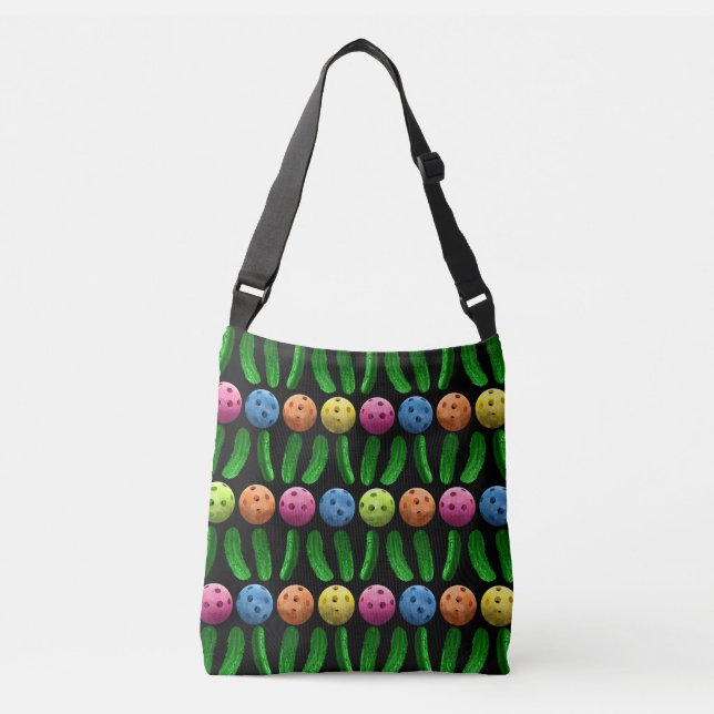 Pickleballs and Green Pickles Crossbody Bag (Front)