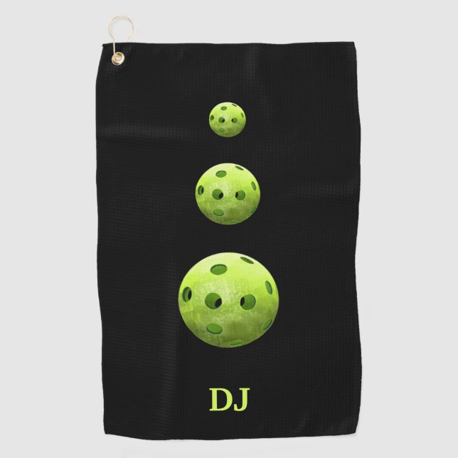 Pickleballs Green Initials Sweat Towels (Front)