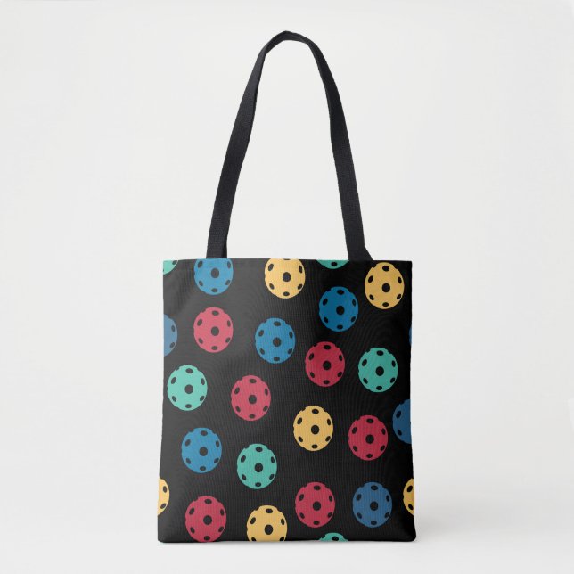 🤩 Pickleballs on black background Tote Bag (Front)