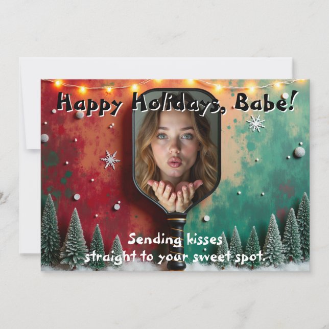 Pickleball🎅Sweet Spot & Snowflakes Holiday Card (Front)
