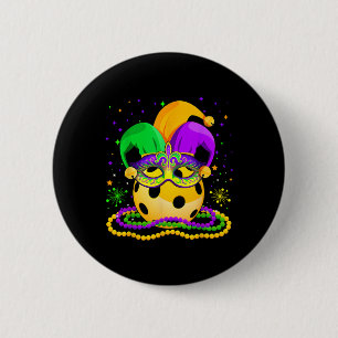 Picklebyll Wearing Jester Hat Masked Beads Mardi G 6 Cm Round Badge