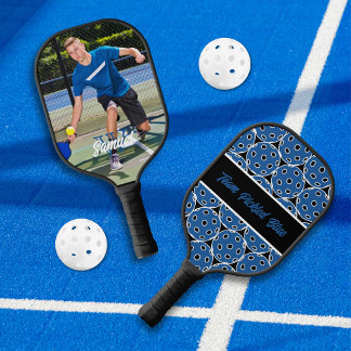 Pickled Blue Monogram Photo Pickleball Paddle