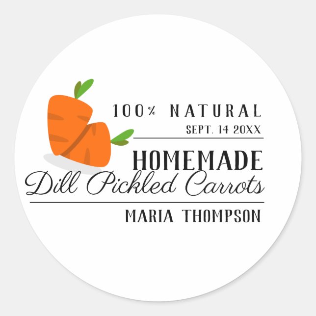 Pickled Carrot Sticks Canning Preserves Label (Front)