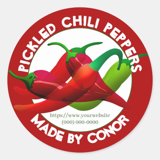 Pickled Chilli Peppers Circle Classic Round Sticke Sticker (Front)