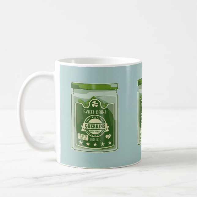 Pickled Gherkins Jar Pop Art Coffee Mug (Left)