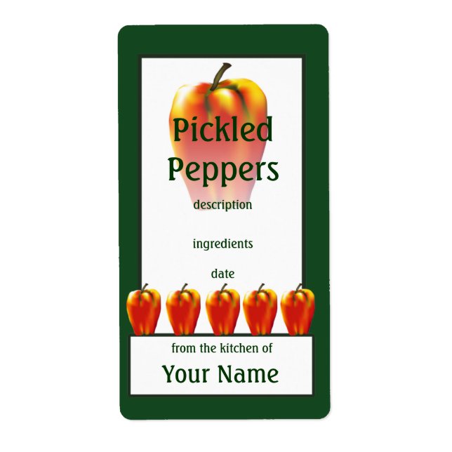 Pickled Orange Bell Peppers Cook's Canning Label (Front)