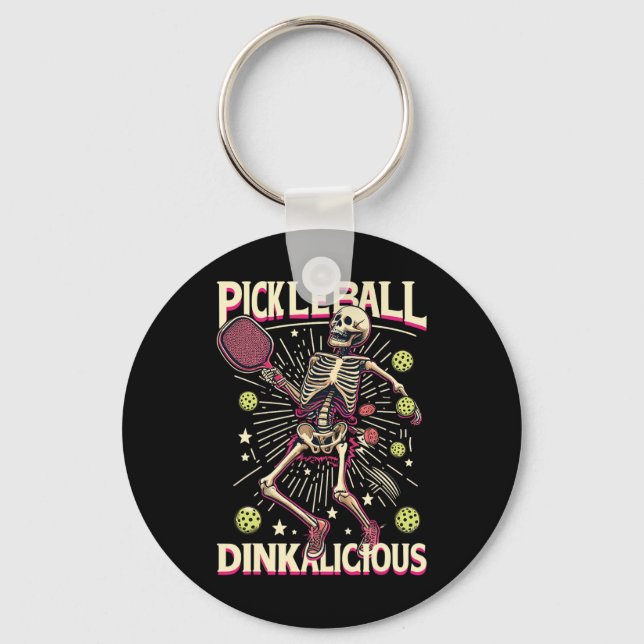 Picklell Halloween Skeleton Funny Picklell Paddles Key Ring (Front)