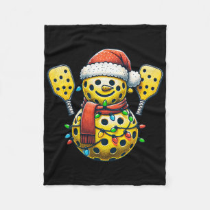 Picklell Snowman Santa Hat Lights Christmas Pickle Fleece Blanket