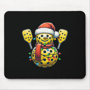 Picklell Snowman Santa Hat Lights Christmas Pickle Mouse Pad