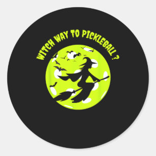 Picklell Witch On Broom Picklell Players Halloween Classic Round Sticker
