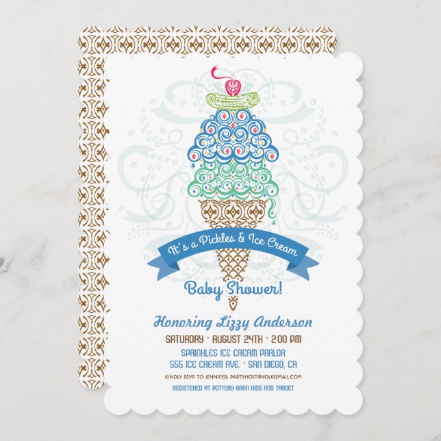 Pickles and Ice Cream Boy Baby Shower Invitation (Front/Back)