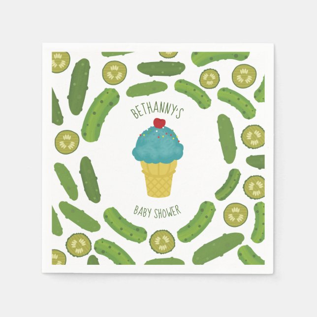 Pickles and Ice Cream Boy Baby Shower Napkin (Front)