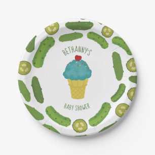 Pickles and Ice Cream Boy Baby Shower Paper Plate