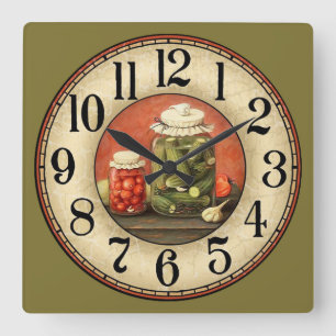 Pickles and Jars Square Wall Clock