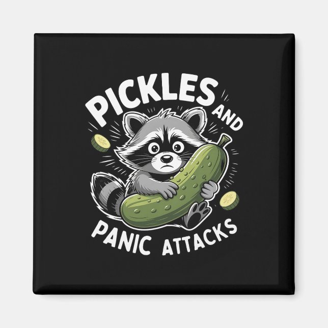 Pickles And Panic Attacks Mental Health Retro Racc Magnet (Front)