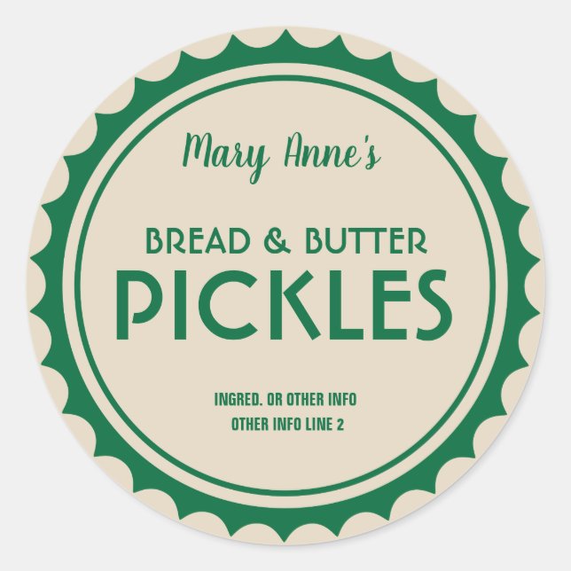 Pickles canning jar label modern (Front)