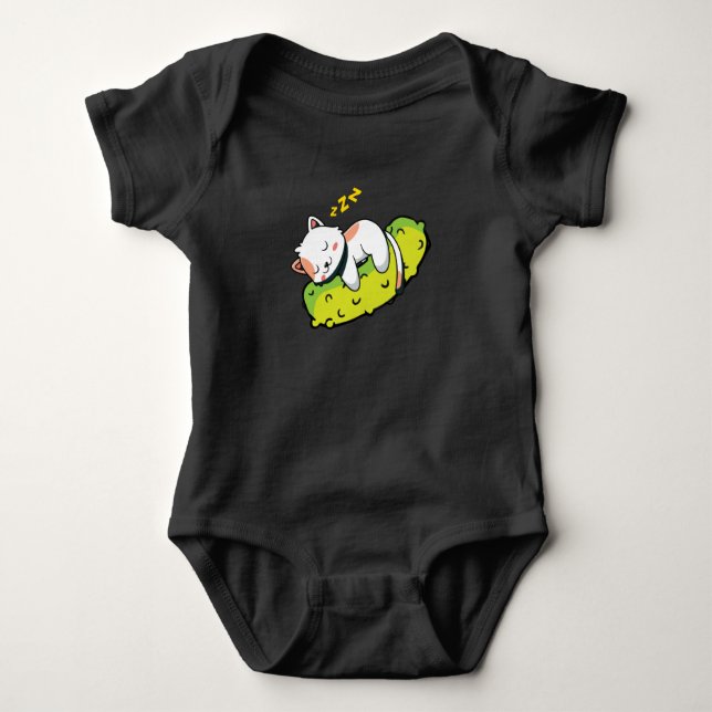 Pickles Cat Cucumber Gherkin Children Baby Bodysuit (Front)