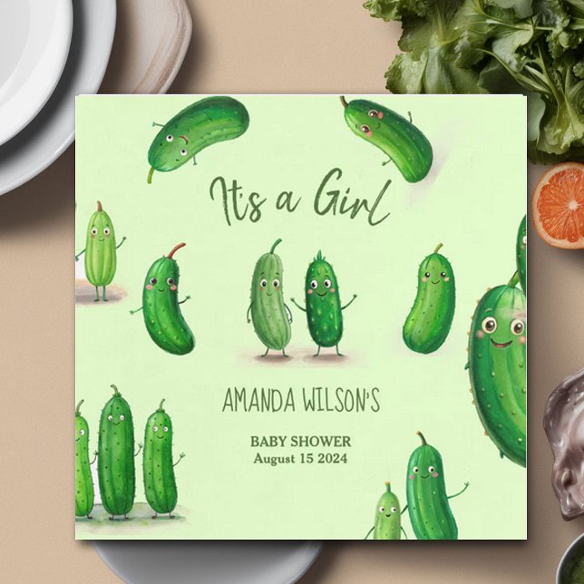 Pickles Cucumber Green Whimsical Baby Shower Napkin (Creator Uploaded)
