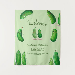 Pickles Cucumber Green Whimsical Baby Shower Tapestry