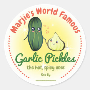 pickles garlic pickled personalised home canning classic round sticker