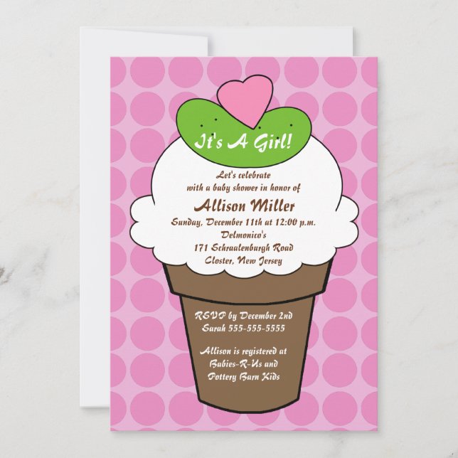 Pickles & Ice Cream Girls Baby Shower Invitation (Front)