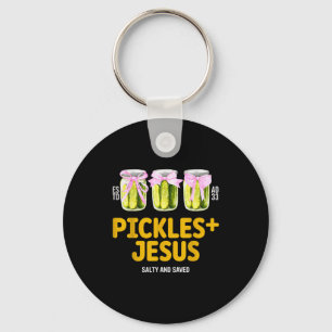 Pickles Jesus Salty And Saved Funny Jesus Pickles Key Ring