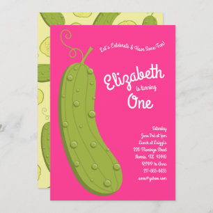 Pickles Kid 1st Birthday Party Food Pink Invitation