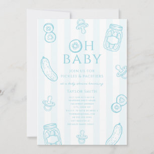 Pickles & Pacifiers Blue Boy Baby Shower Invitation