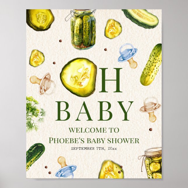 Pickles & Pacifiers Boy Baby Shower Welcome Poster (Front)