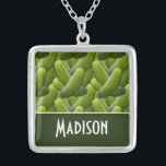 Pickles; Pickle Pattern Silver Plated Necklace<br><div class="desc">You will love this cute,  elegant  Green Pickles; Pickle  pattern design!  We invite you to our store,  Bridal Shower Shop,  to view this cool pattern on many more great customisable products,  including girly Bride buttons,  modern Wedding stamps,  and trendy Bridal Shower invitations!  Thank you!</div>