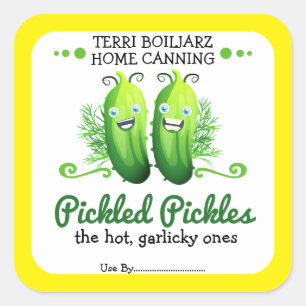 pickles pickled cucumber personalised home canning square sticker