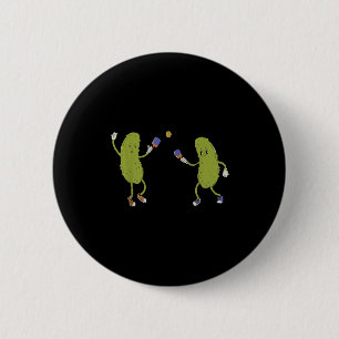 Pickles playing pickleball funny pickleball player 6 cm round badge