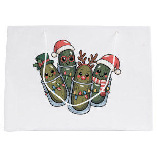 Pickles with Reindeer Horns Santa Pickle Lovers   Large Gift Bag