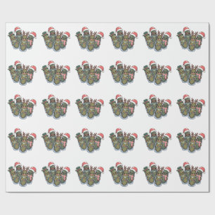 Pickles with Reindeer Horns Santa Pickle Lovers Wrapping Paper