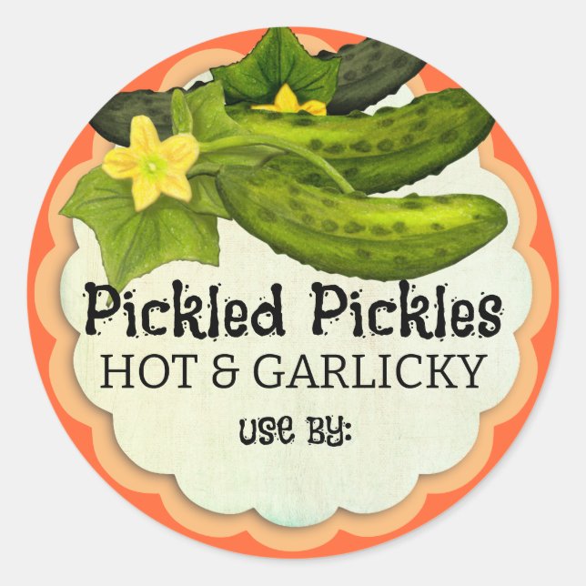 Pickling pickle pickled cucumber home canning classic round sticker (Front)