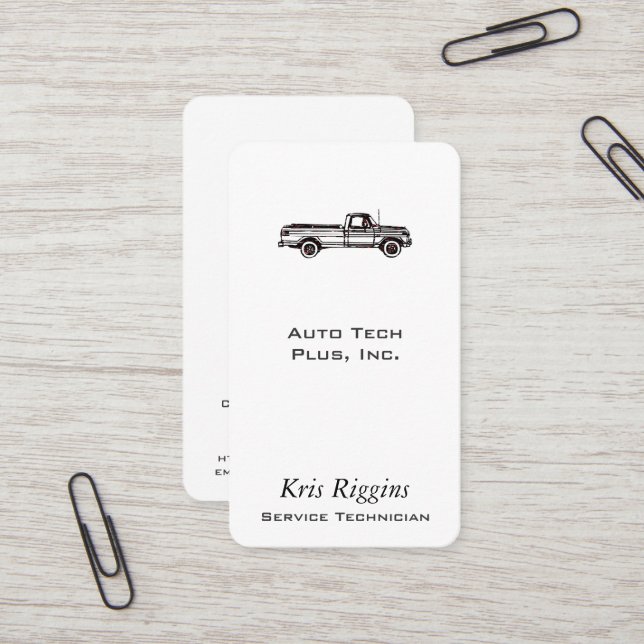 Pickup Truck / Auto Repair / Car Dealer Business Card (Front/Back In Situ)
