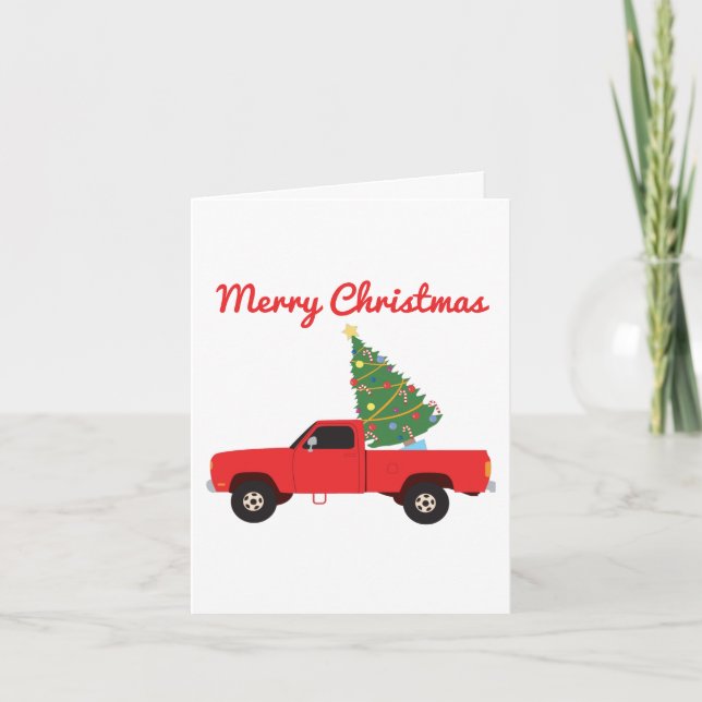 Pickup Truck Christmas Tree Card (Front)