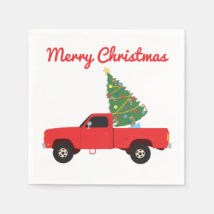 Pickup Truck Christmas Tree Napkin