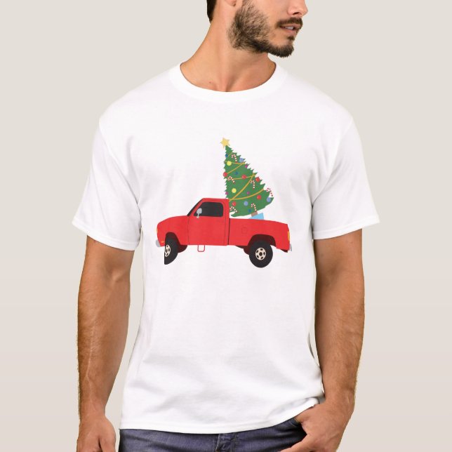 Pickup Truck Christmas Tree T-Shirt (Front)