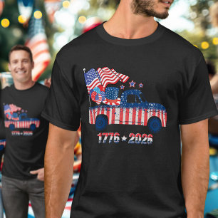 Pickup Truck Flag 1776 2026 USA Celebration  T-Shirt