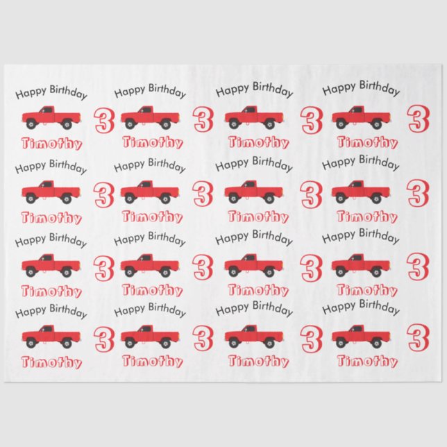 Pickup Truck Transportation Trucks Name & Age  Tissue Paper (Front)