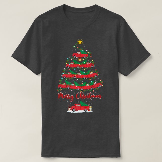 Pickup Truck Xmas Lighting Santa Pickup Truck Chri T-Shirt (Design Front)
