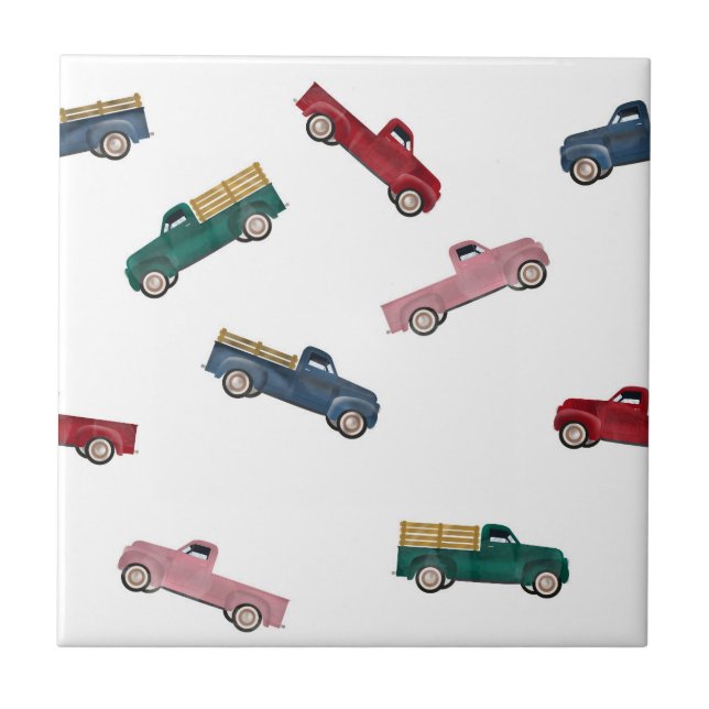 Pickup Trucks Cute Vehicles Car Transportation Boy Ceramic Tile (Front)